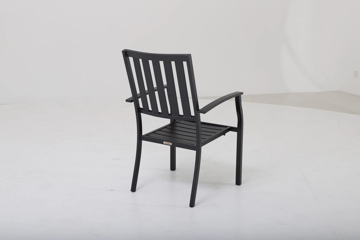 Black Set of 4 Steel Outdoor Dining Chair Q120