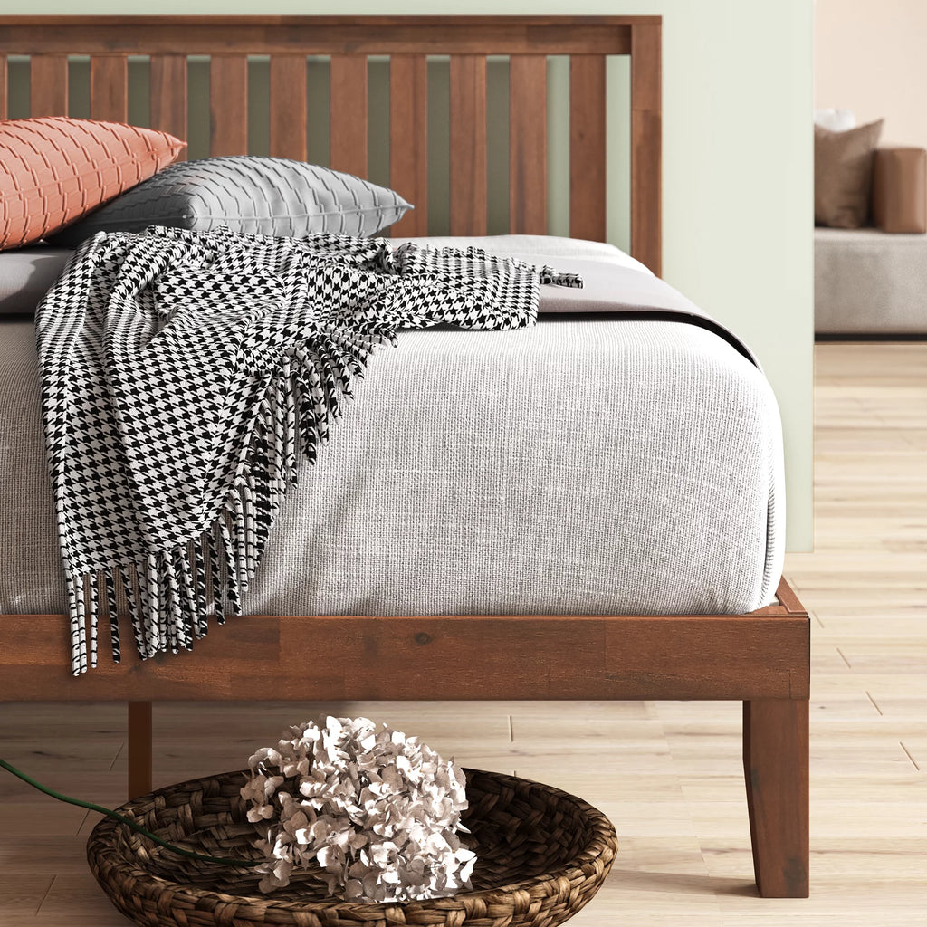 Queen Wood Platform Bed Frame with Headboard J61571
