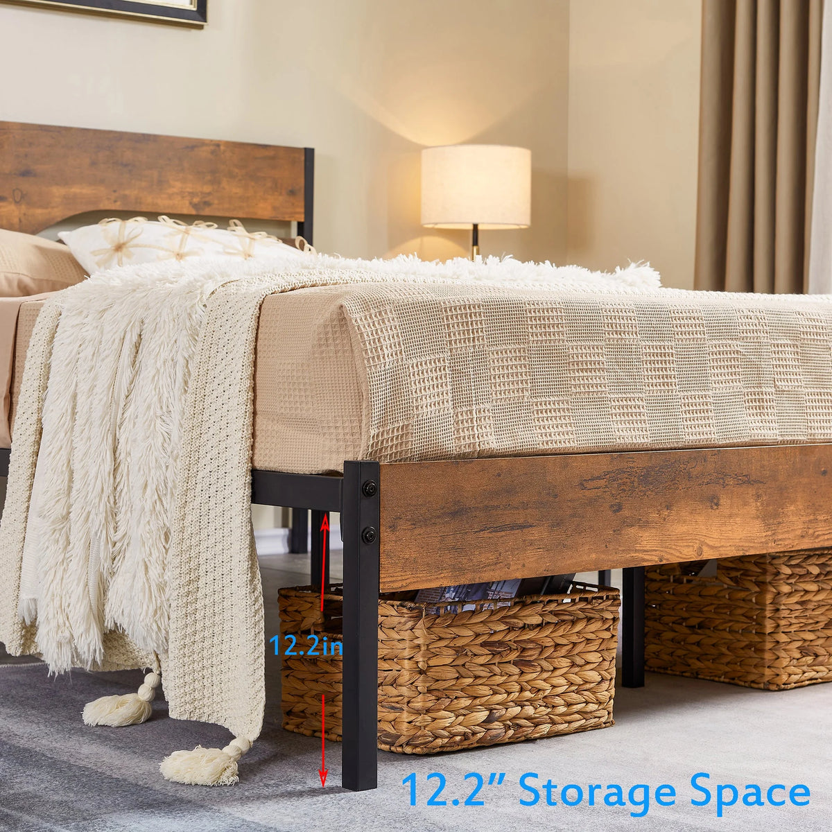 3-Piece Full Bedroom Set with Platform Bed Frame and 2 Nightstand I17668