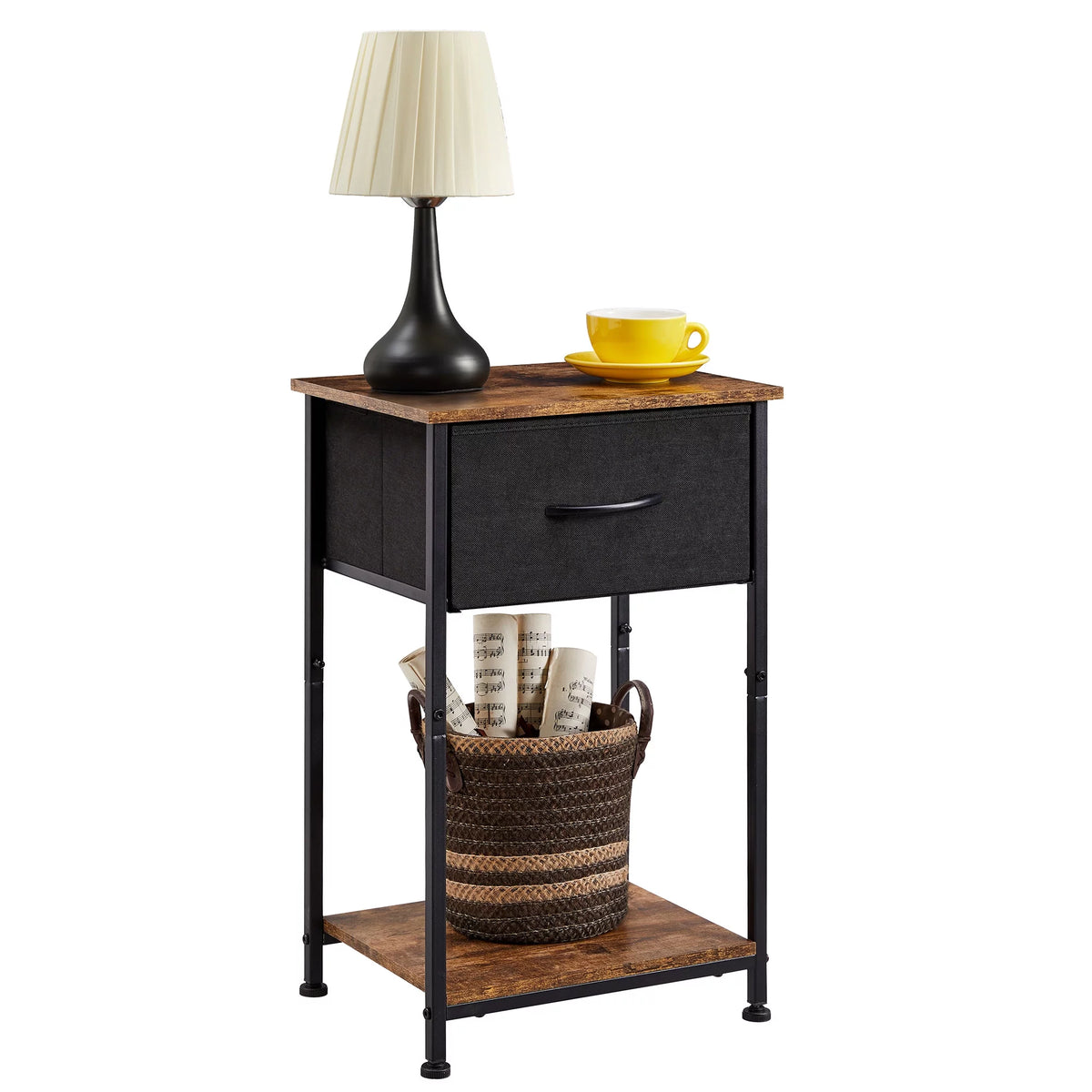 Small Nightstand with Drawer and Storage Shelf E776