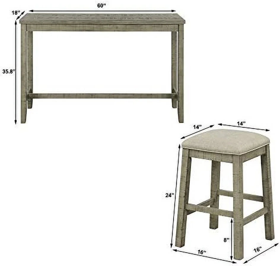 4 Piece Dining Table Set with 3 Stools Z861