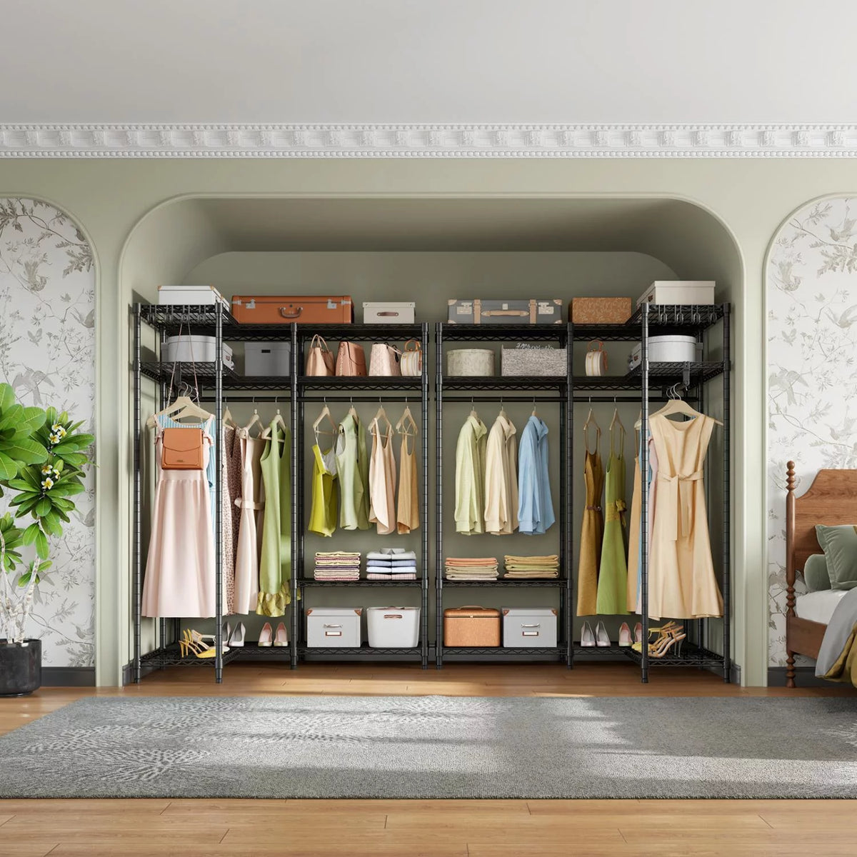 L Shaped Corner Closet System Black D850422