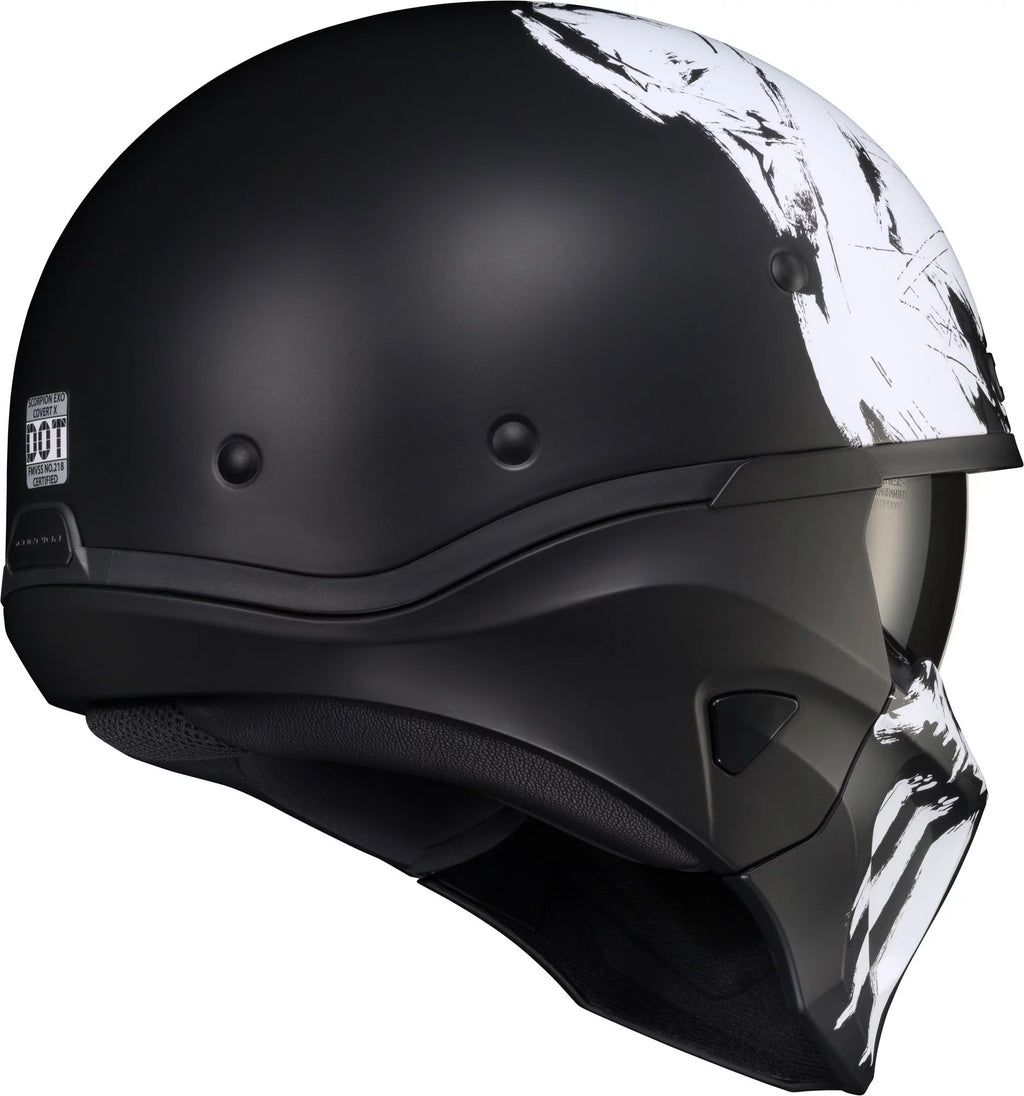 Open Face Motorcycle Helmet Black/White XL N14601