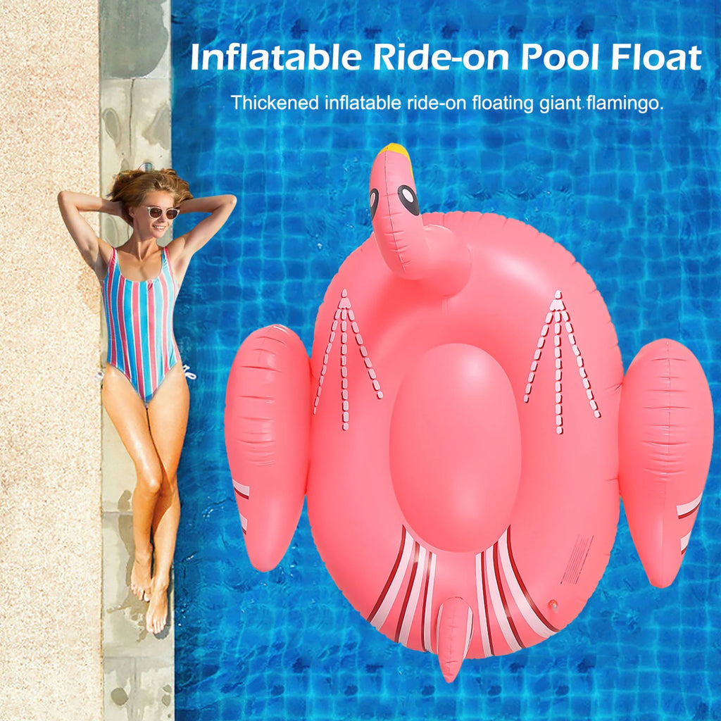 Pink Inflatable Flamingo Swimming Pool Floating Raft Q796