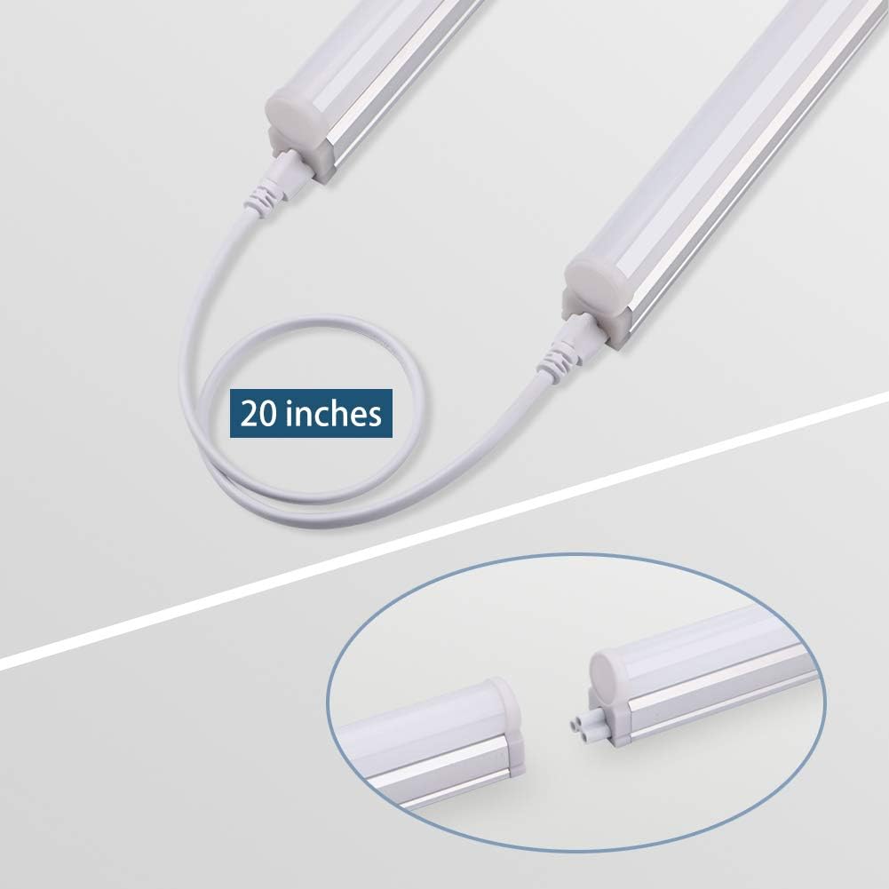 Pack of 6 LED T5 Integrated Single Fixture, 4FT, 2200lm, 4000K, 20W, Utility Shop Light N517580