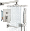 Brushed Nickel 10 Inch Wall Mounted Rainfall Shower Head with Handheld Shower Tub Spout C996146