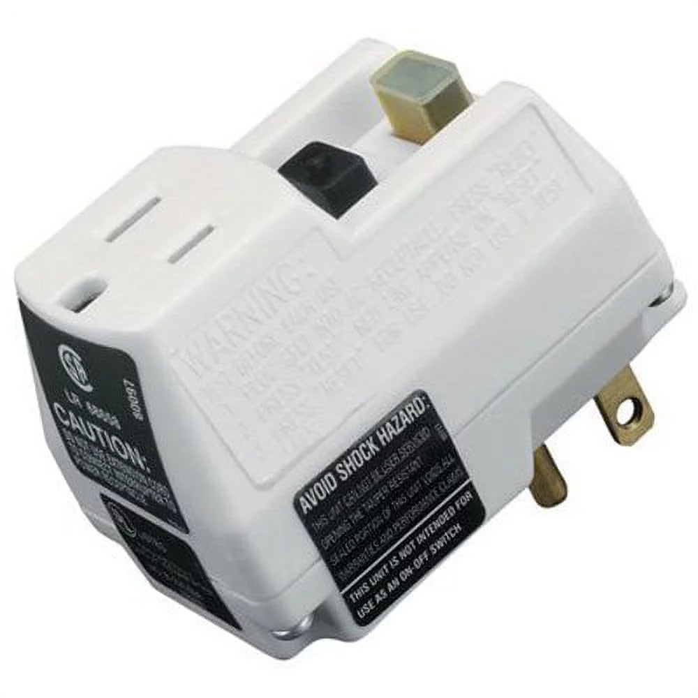 White GFCI Plug with Surge Protection Electrical Outlet O7314