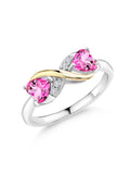 925 Silver 10K Yellow Gold Pink Mystic Topaz White Lab Grown Diamond Ring O26755
