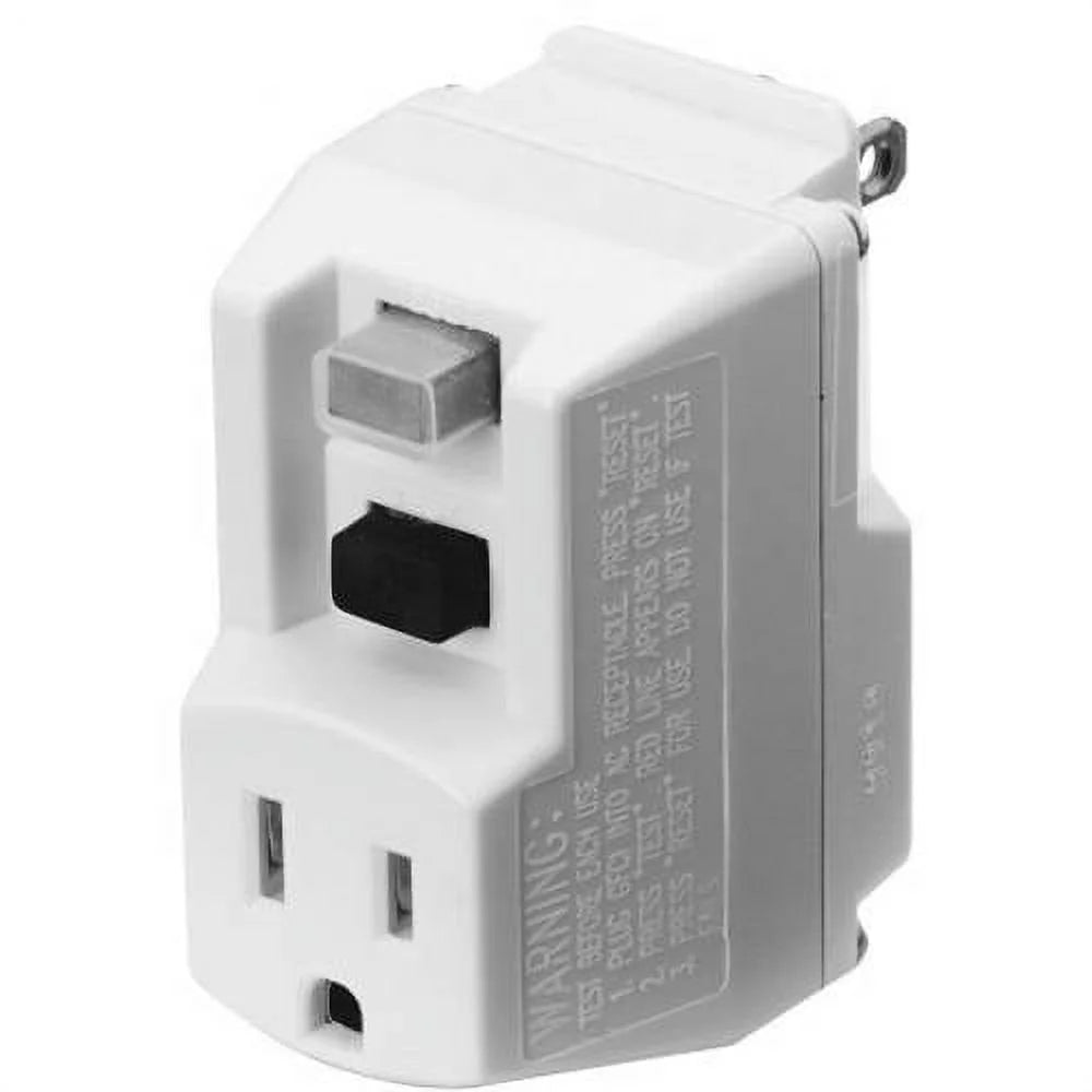 White GFCI Plug with Surge Protection Electrical Outlet O7314