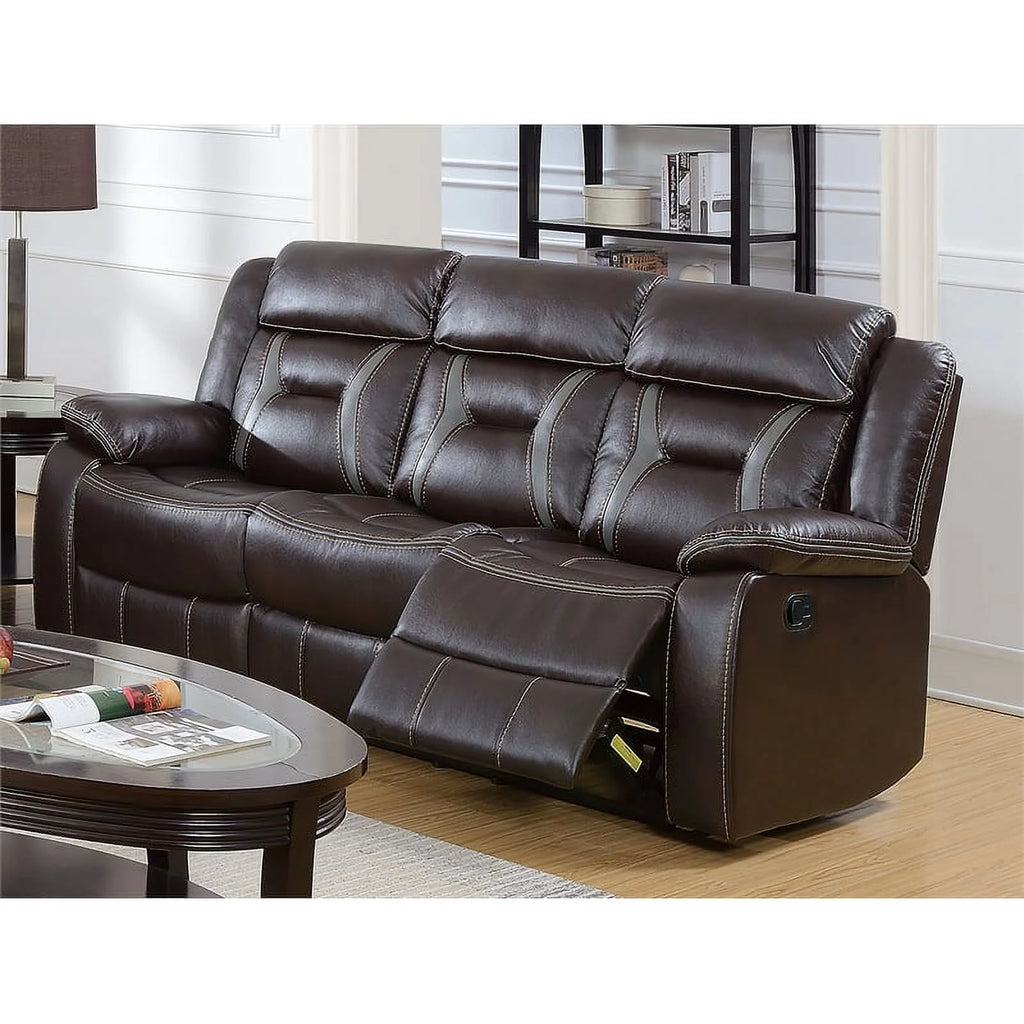 Dark Brown Leatherette Recliner Sofa I58093