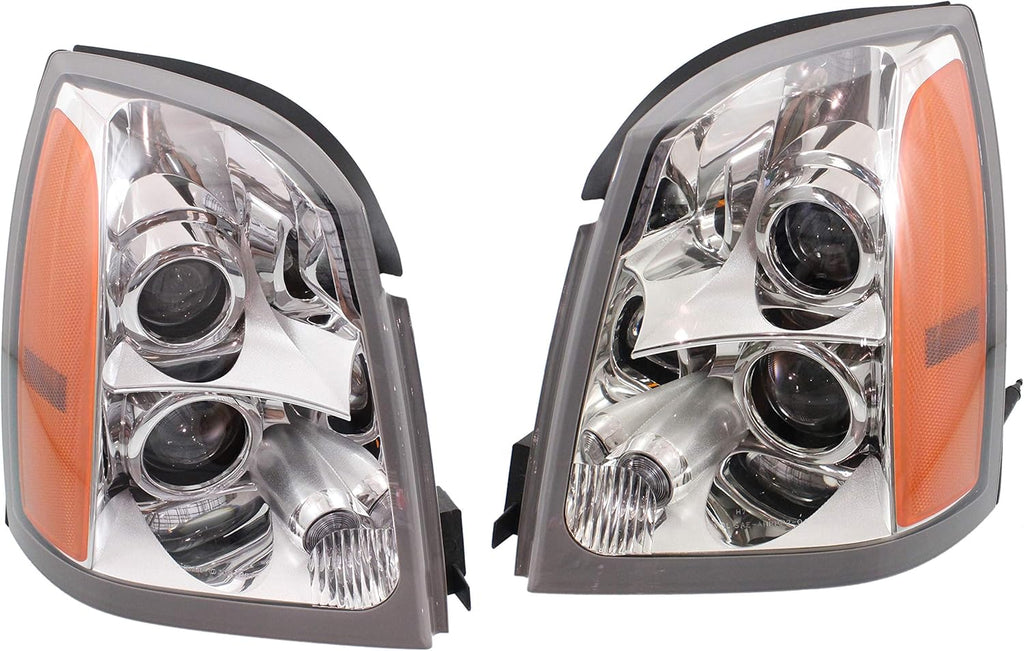 Headlight Assembly Compatible with 2004-2009 Cadillac SRX Halogen, Set of 2 C25815