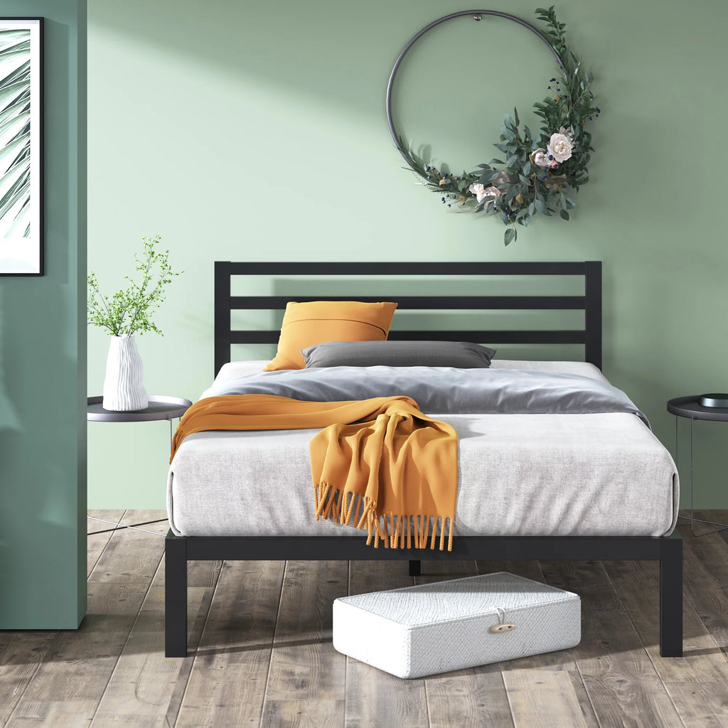 Queen Metal Platform Bed Frame with Headboard E178