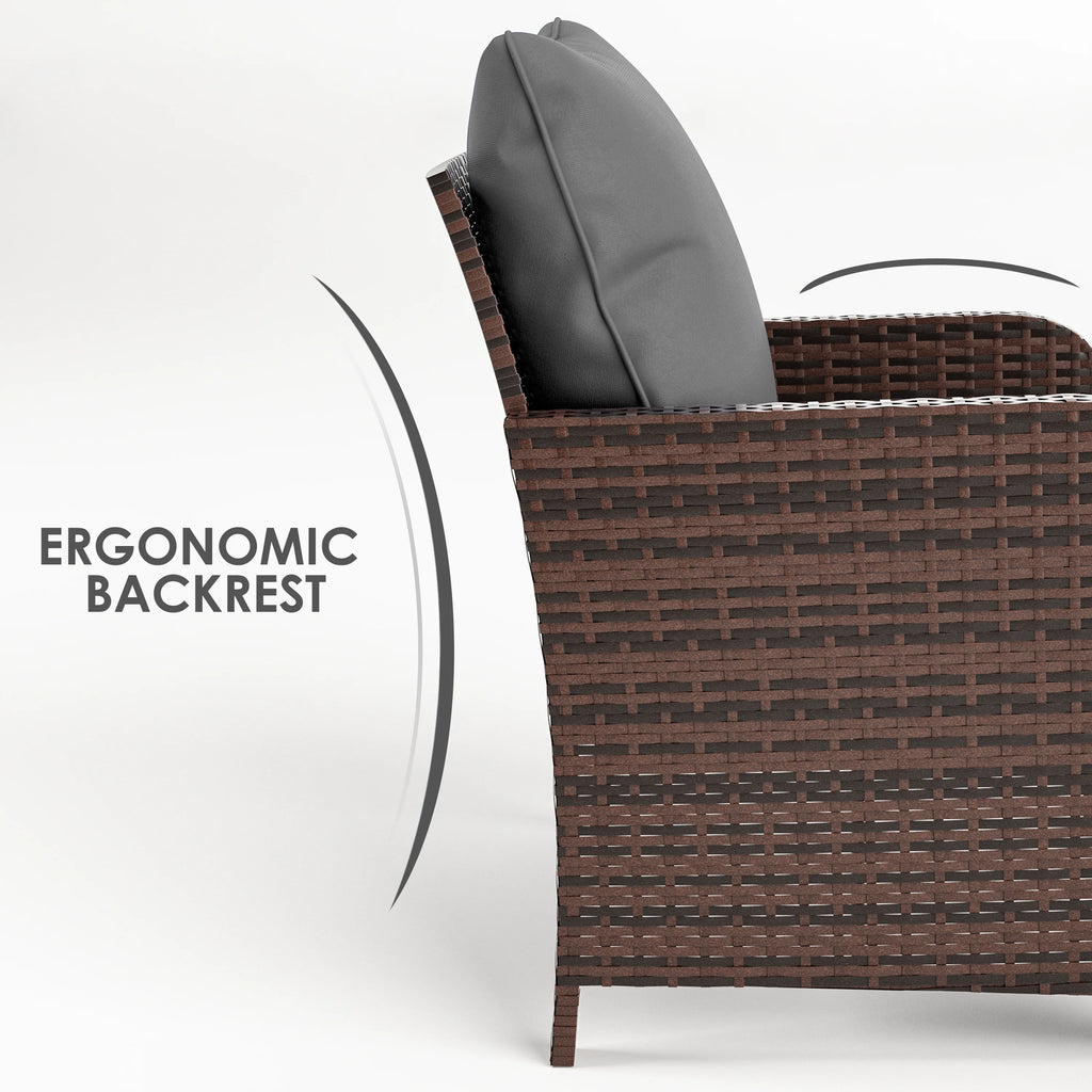 5 Piece Gray Rattan Patio Conversation Set with Ottomans and Storage Coffee Table P4212