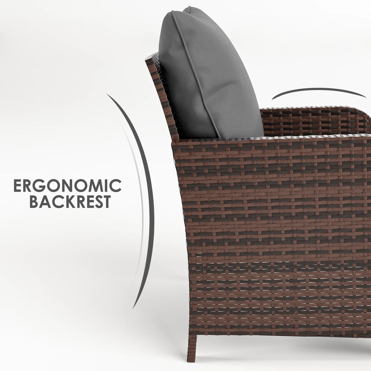 5 Piece Gray Rattan Patio Conversation Set with Ottomans and Storage Coffee Table P4212