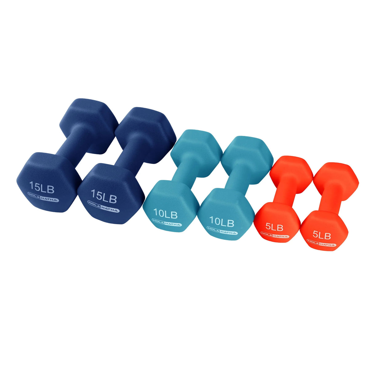 5, 10 & 15 Pound Neoprene Dumbbell Weight Set with Storage Rack P99469