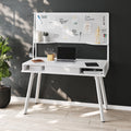White Computer Desk With Storage & Dry Erase White Board T784