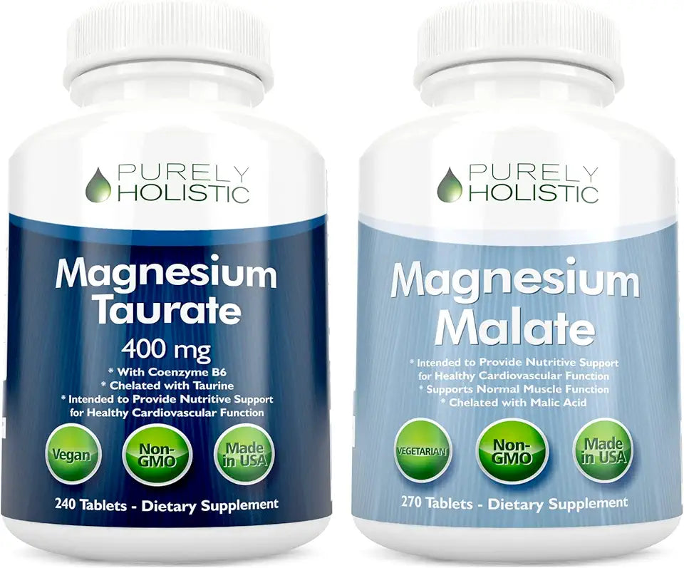 Magnesium Taurate 400mg + Magnesium Malate 400mg 270 + 270 Vegetarian Tablets A860