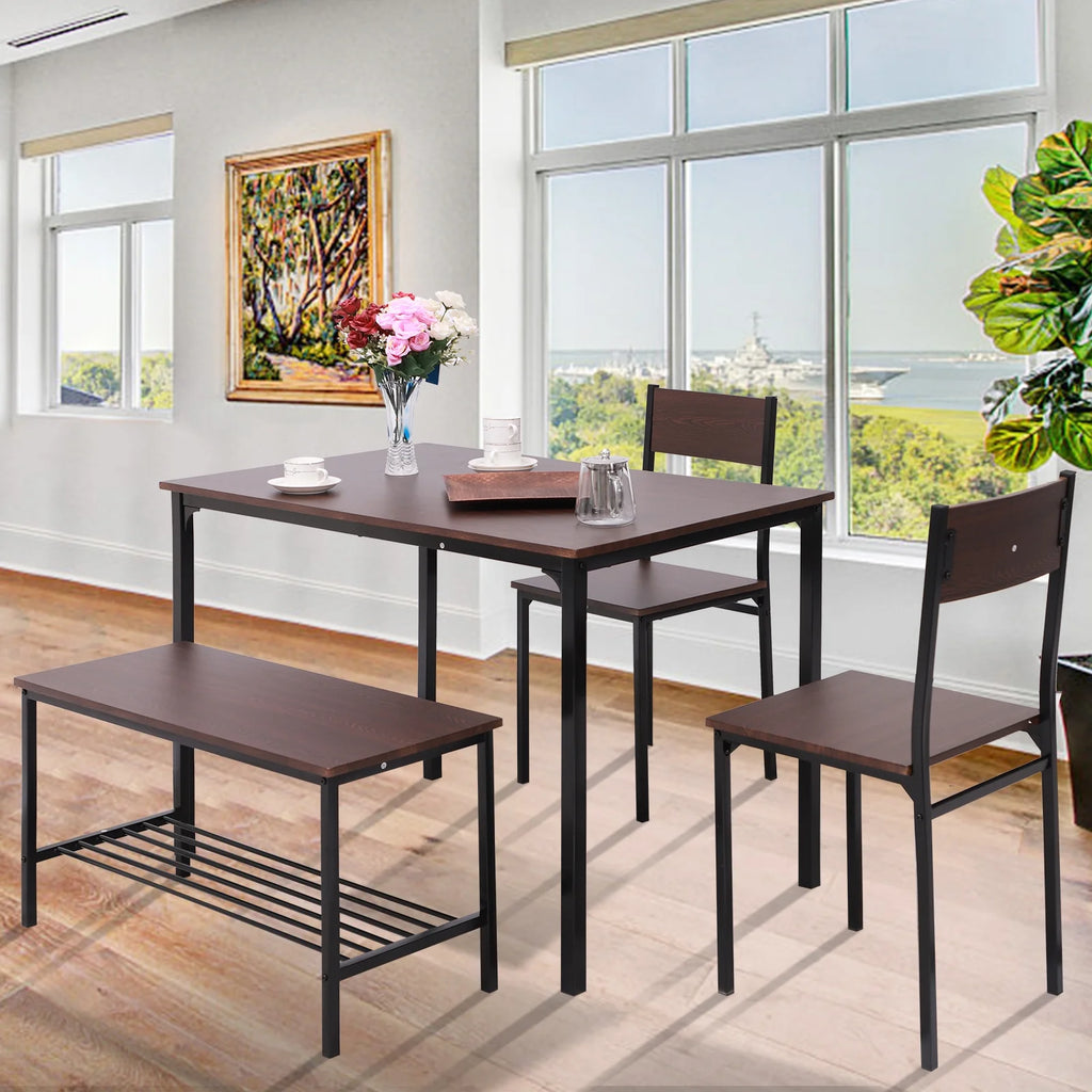 Dining Table Set for 4 with Storage Bench Z4236