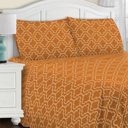 Orange 100% Cotton Flannel Full Sheet Set B710