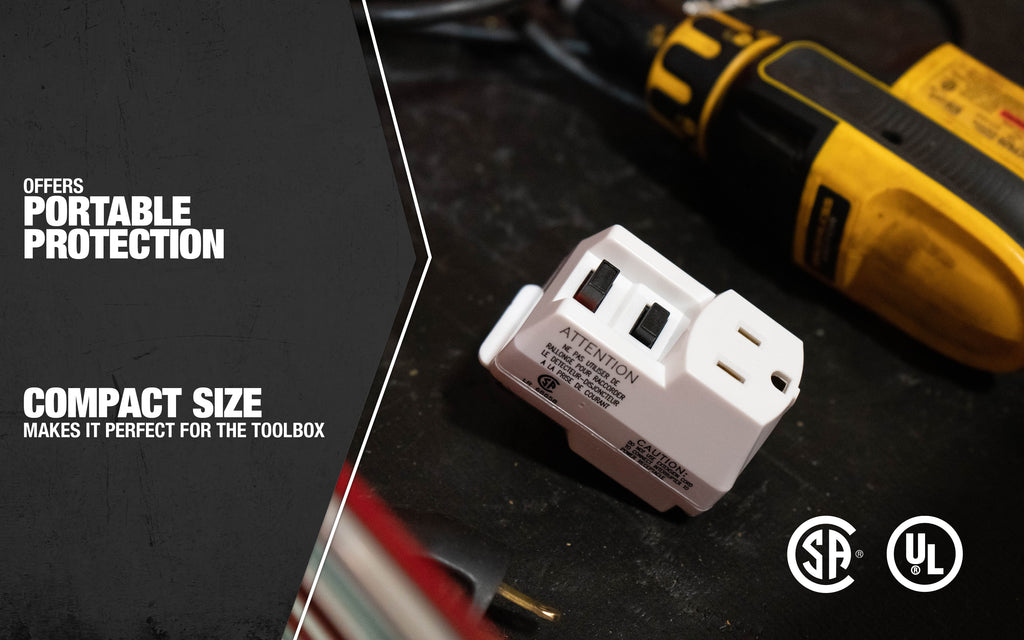 White GFCI Plug with Surge Protection Electrical Outlet O7314
