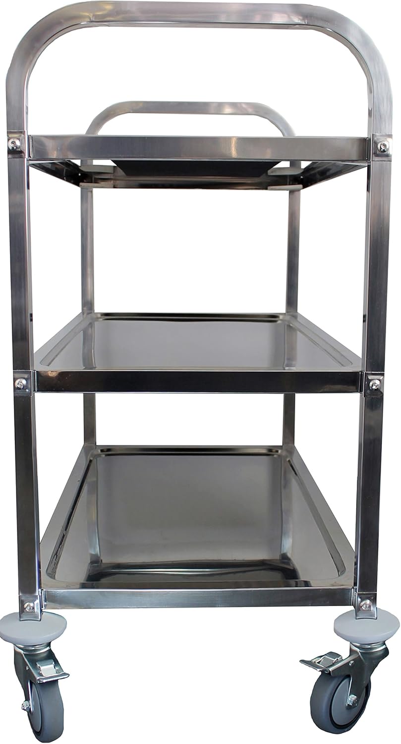 Stainless Steel 3 Shelf Heavy Duty Utility Cart on Wheels J710713