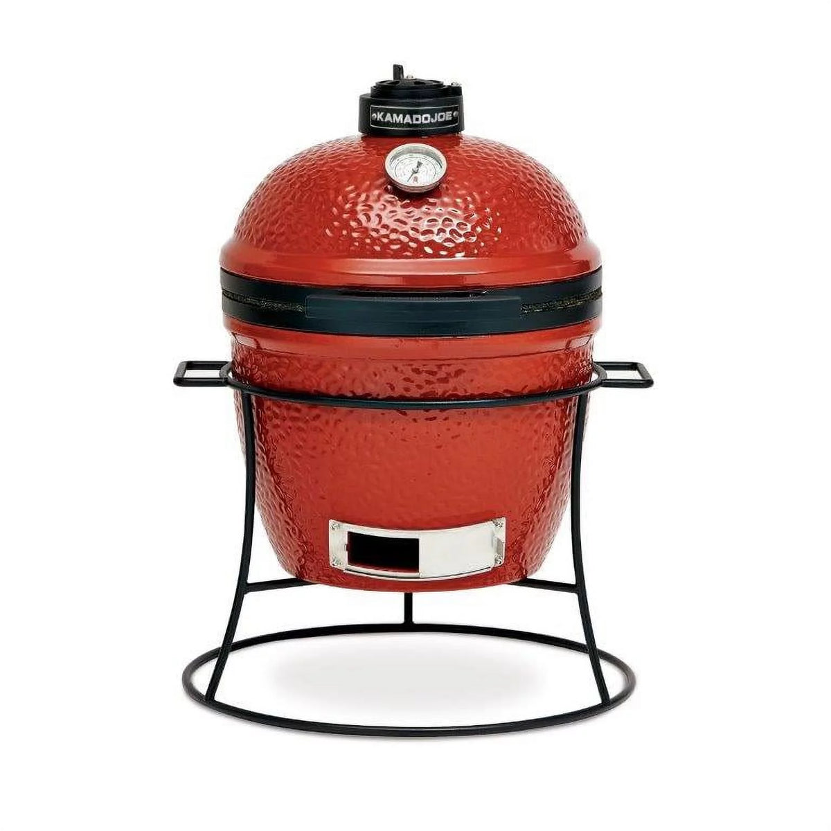 13.5 in. Portable Charcoal Grill in Red with Cast Iron Cart D7669