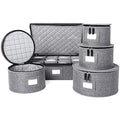 Grey Fabric 5 Piece China Storage Set Y7176