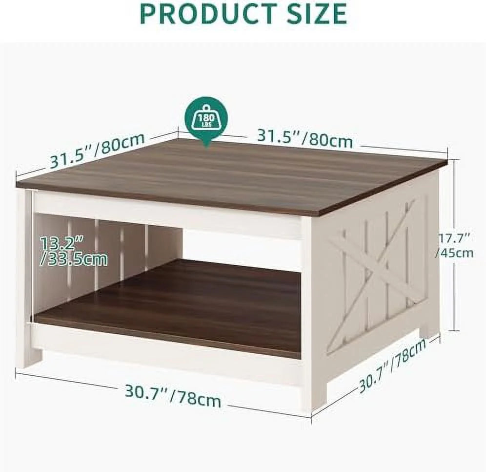 Wood Coffee Table with Half Open Compartment P24057