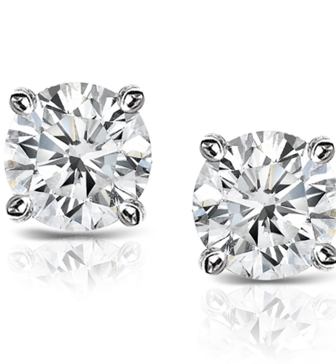 14kt White Gold 1.00ct TDW Round-Cut Diamond Solitaire Stud Earrings J415624