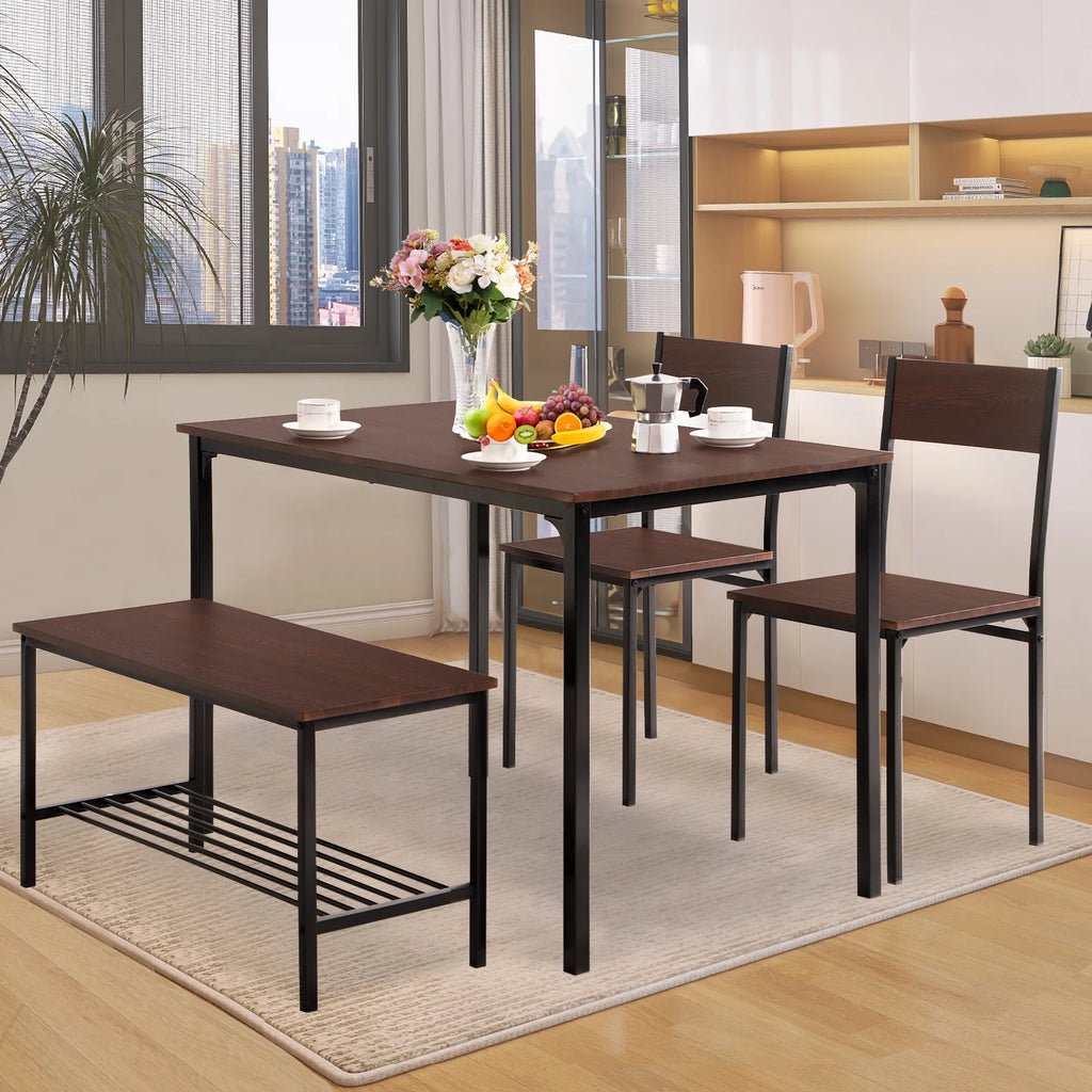 Dining Table Set for 4 with Storage Bench Z4236