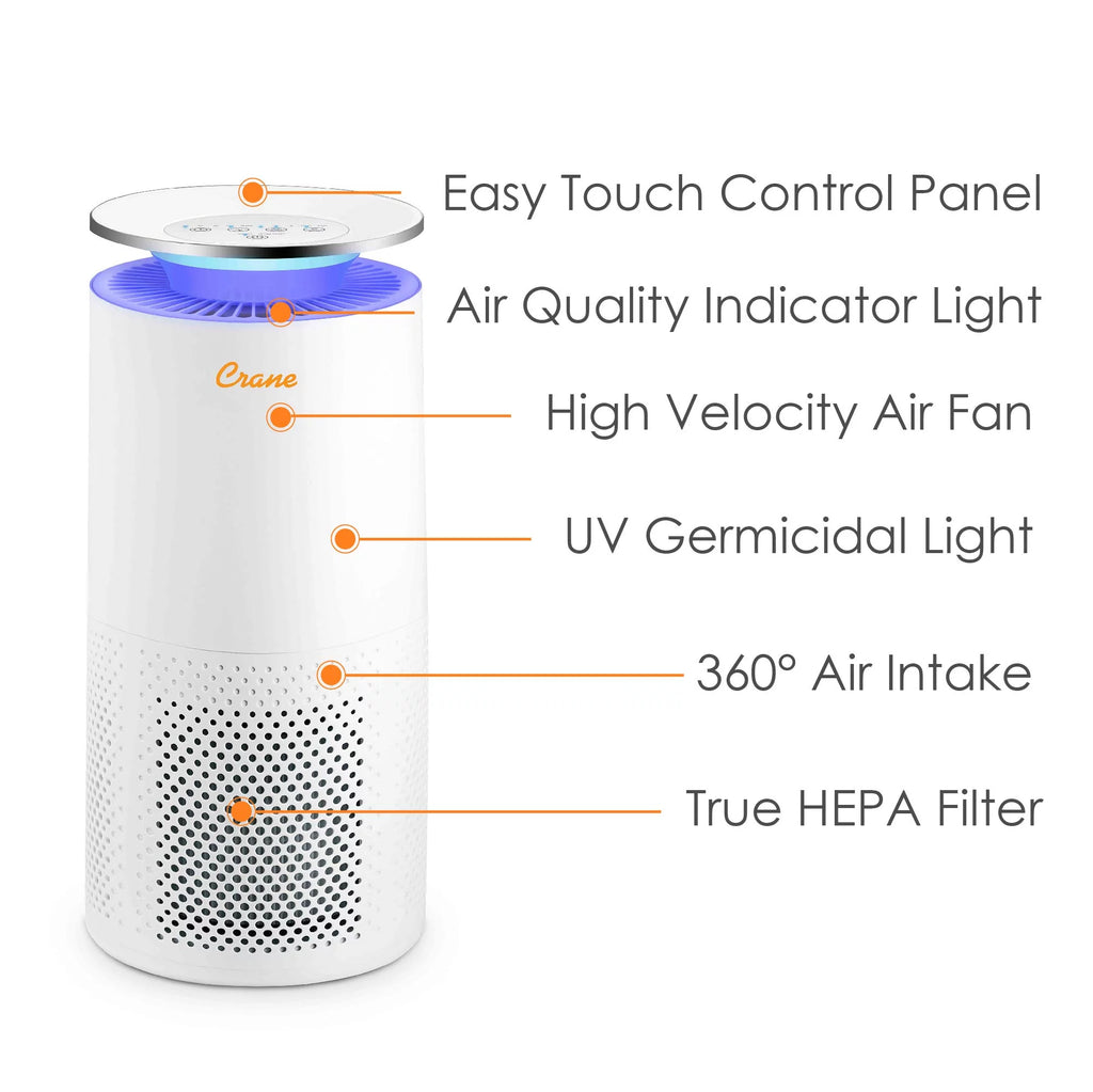 White True HEPA Tower Air Purifier with UV Light S23988