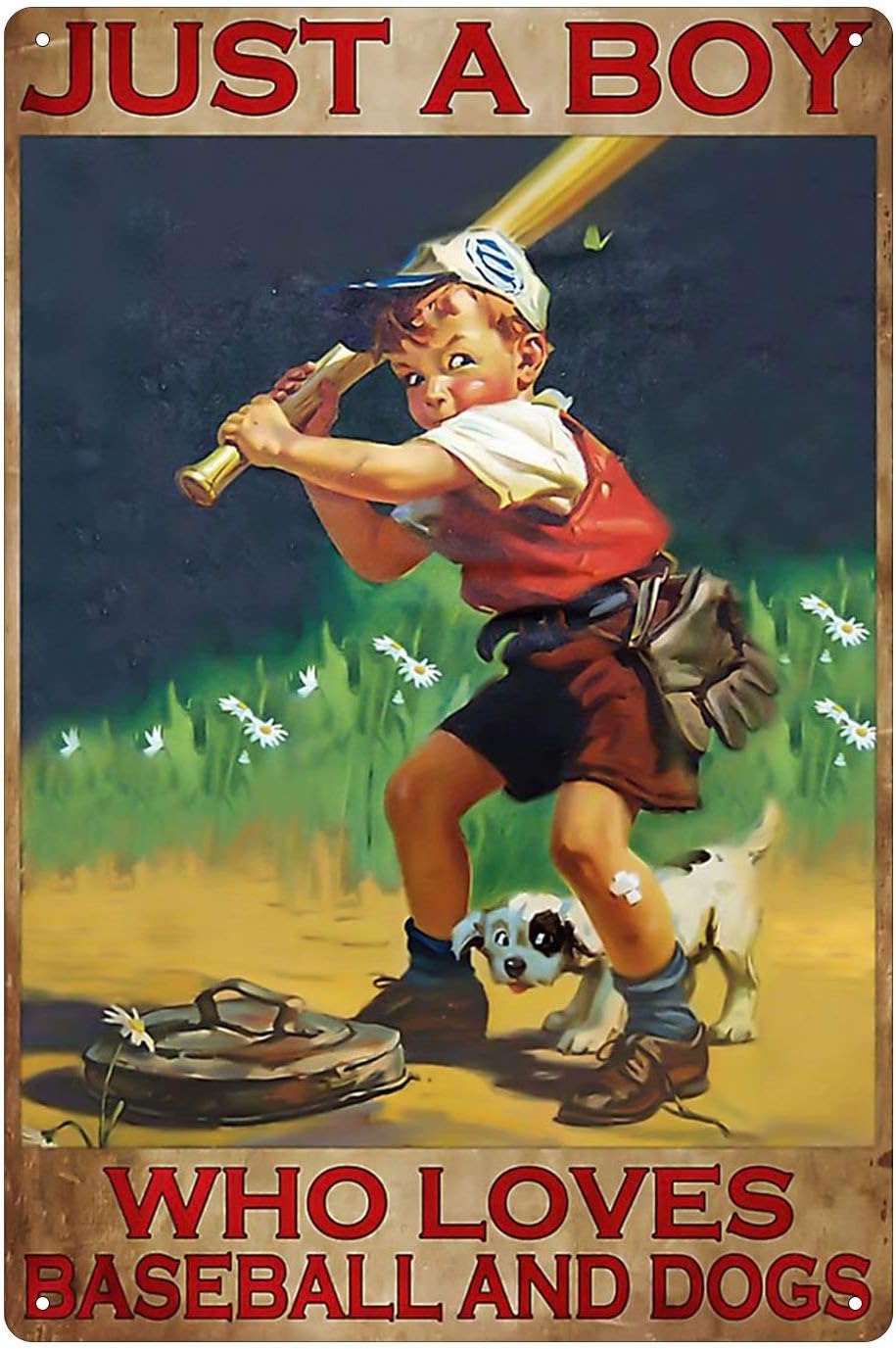 Skull and Cat Metal Tin Sign 8x12 inch L4598