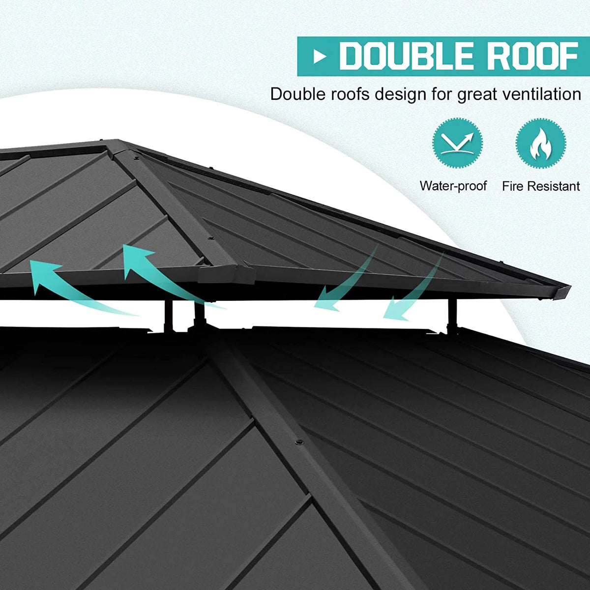 13' x 11' Black Hardtop Gazebo Y309642
