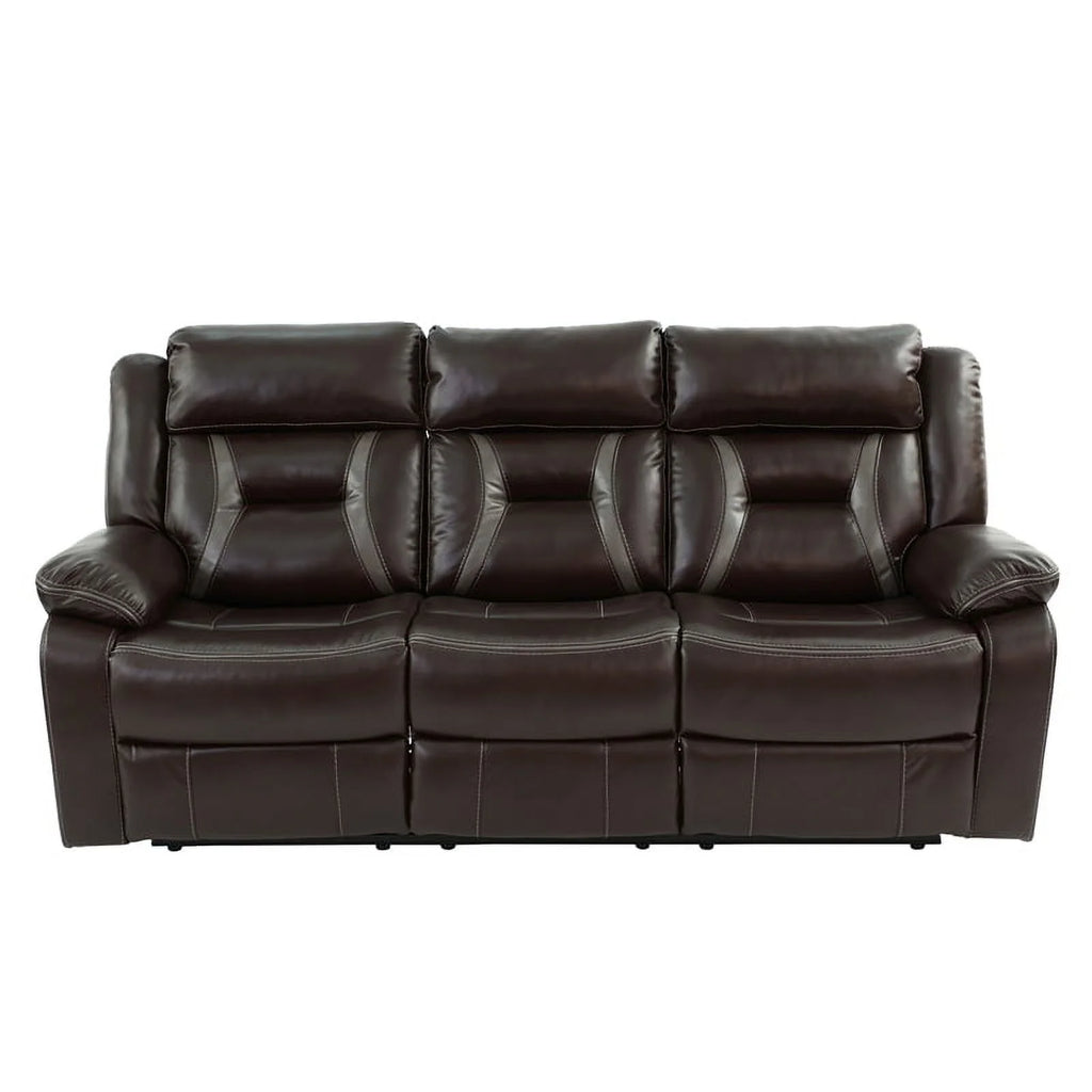 Dark Brown Leatherette Recliner Sofa I58093