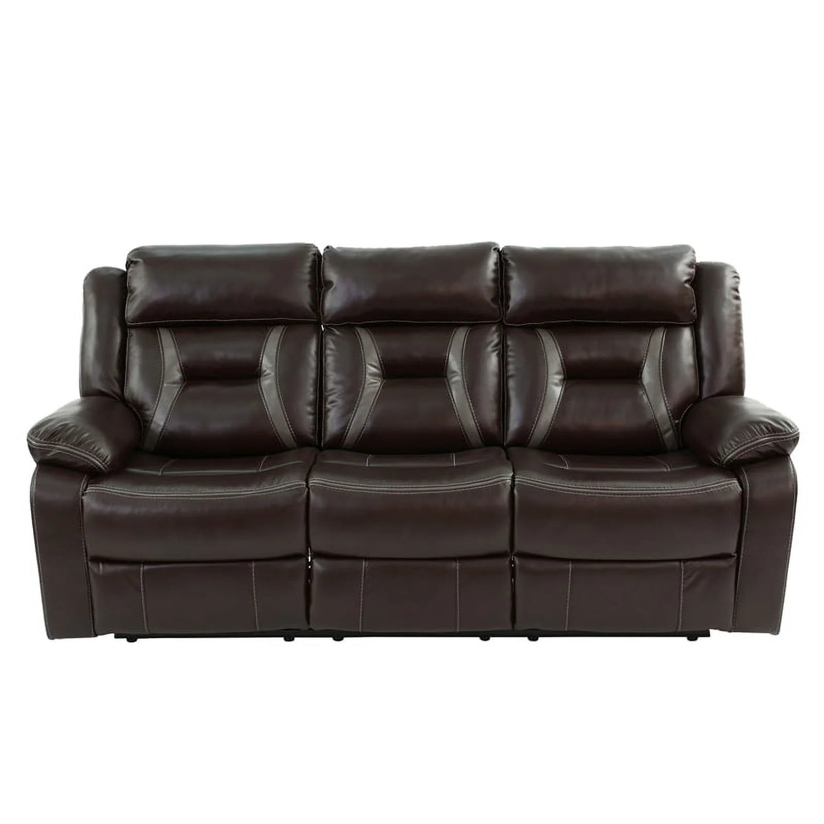 Dark Brown Leatherette Recliner Sofa I58093