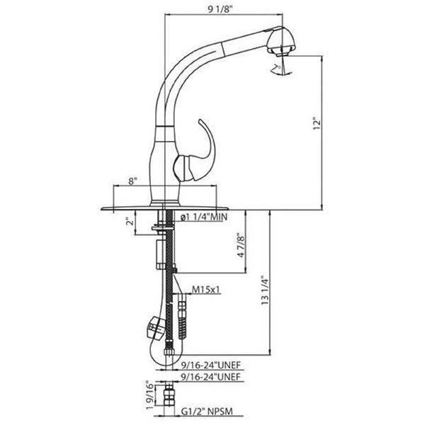 Polished Chrome Single Lever Kitchen Faucet with Pull-Out Spray Head I161653