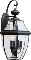 2-Light Outdoor Wall Lantern, Clear Beveled Glass and Black Q64844