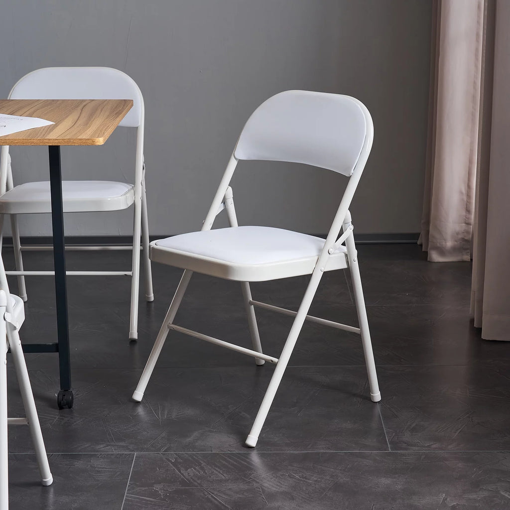 6 Pack Black Folding Chairs Cushioned Padded Seat Metal Frame N56191