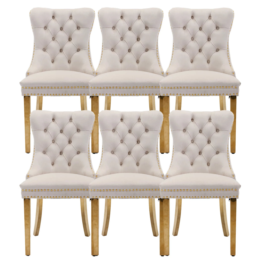 Velvet Dining Chairs with Nailhead Trim Set of 6 E974565