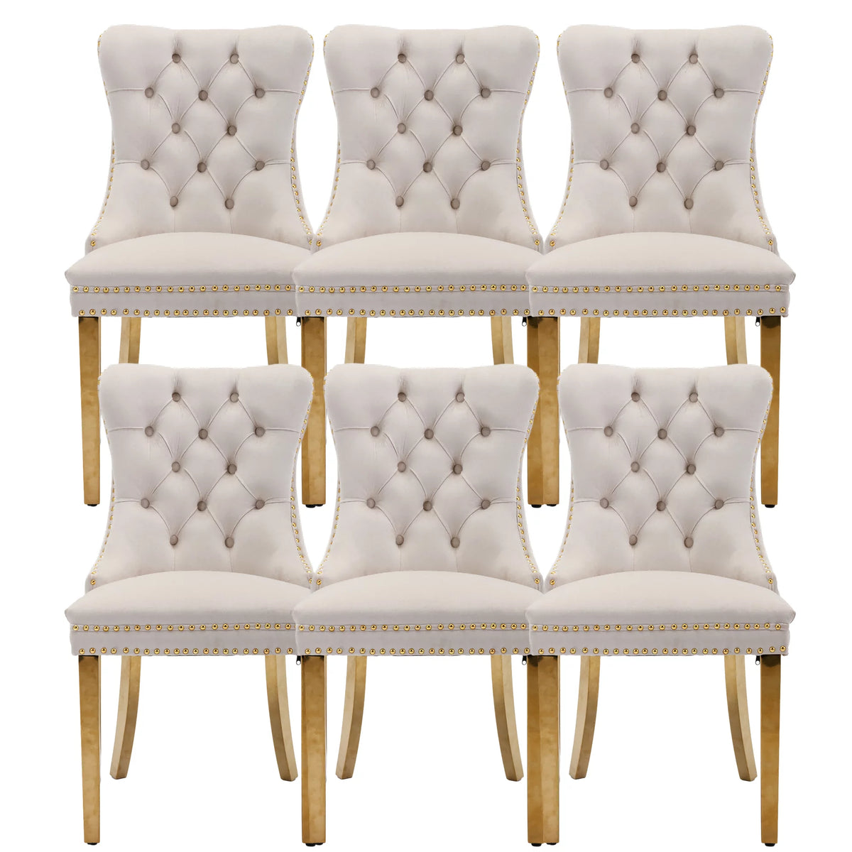 Velvet Dining Chairs with Nailhead Trim Set of 6 E974565