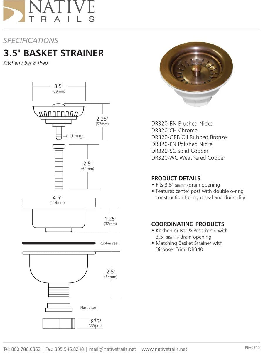 Oil Rubbed Bronze Basket Strainer J83947