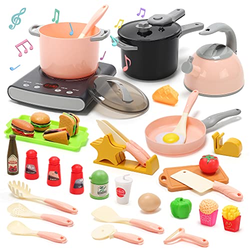 Pretend Play Kitchen Toy with Cookware and Play Food B2388
