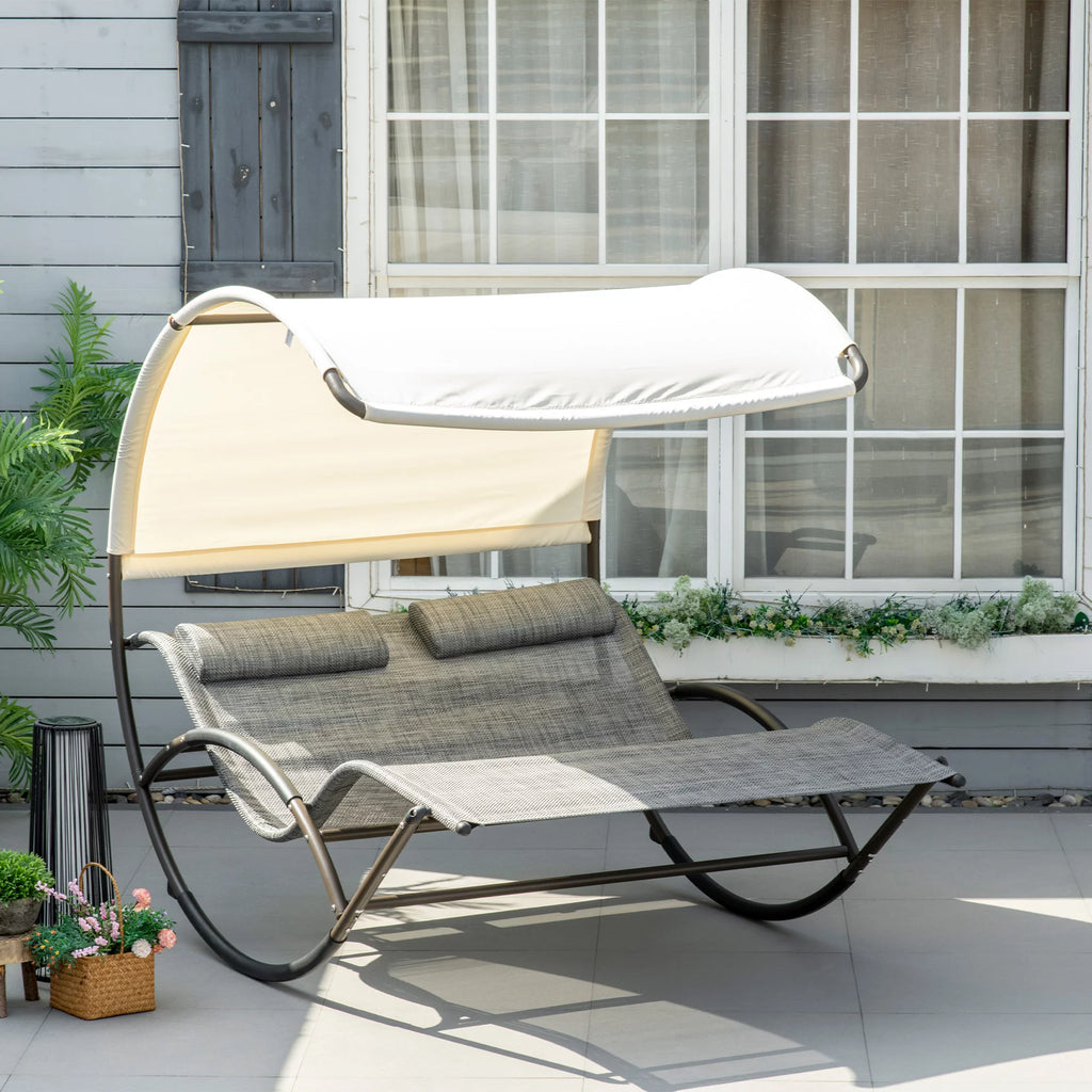 Gray Outdoor Rocking Bed with Canopy S6921