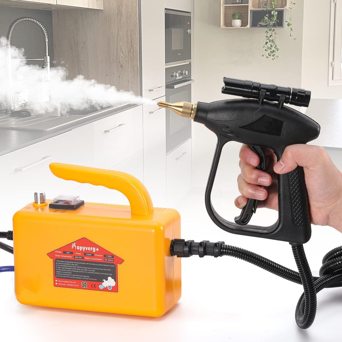 1700W Handheld High Pressure Steam Cleaner (Yellow) C313781
