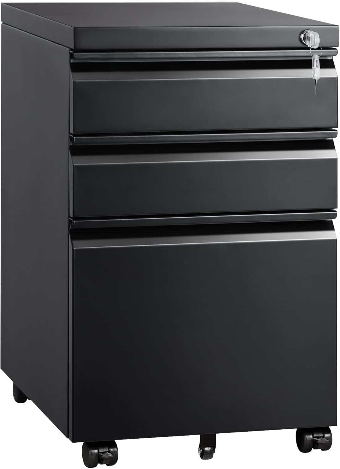 Black 3 Drawer Mobile Metal File Cabinet with Lock R828047