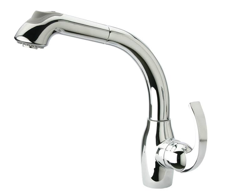 Polished Chrome Single Lever Kitchen Faucet with Pull-Out Spray Head I161653