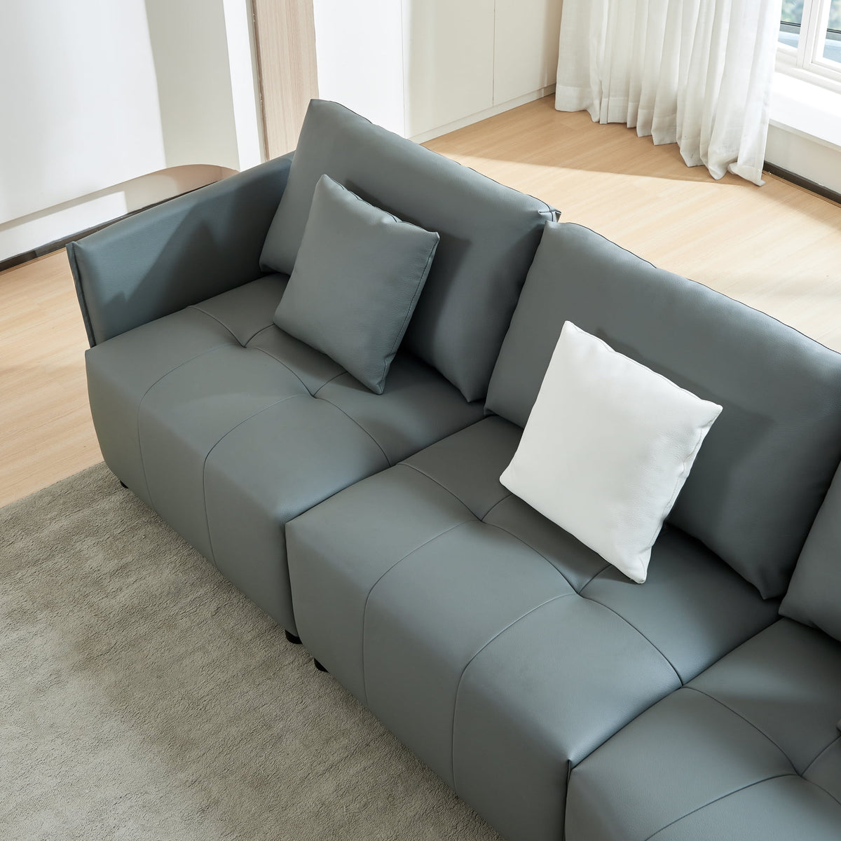 120'' Dark Gray Real Leather Modular Sectional Sofa G32618