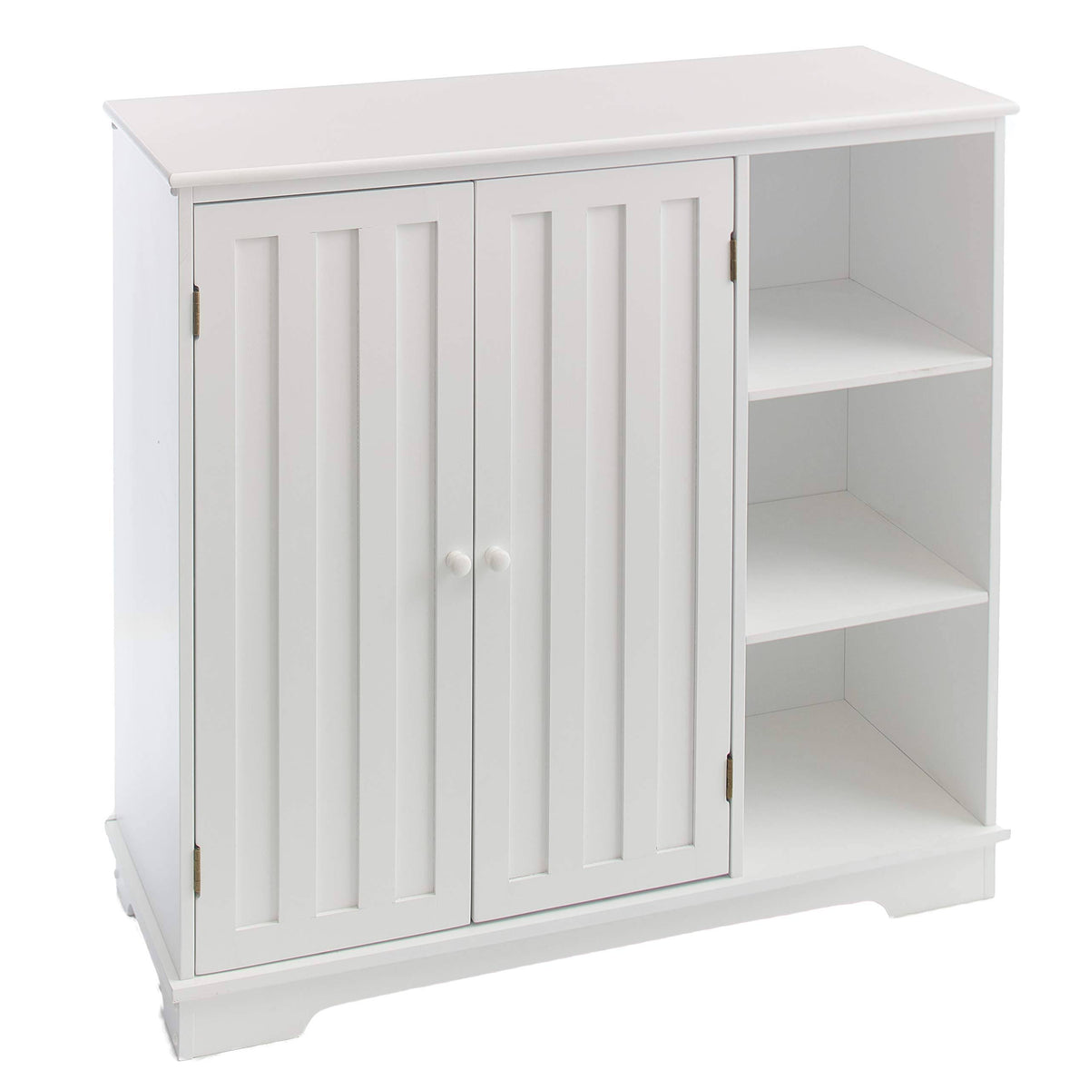 White Beadboard Wooden Storage Cabinet I92758