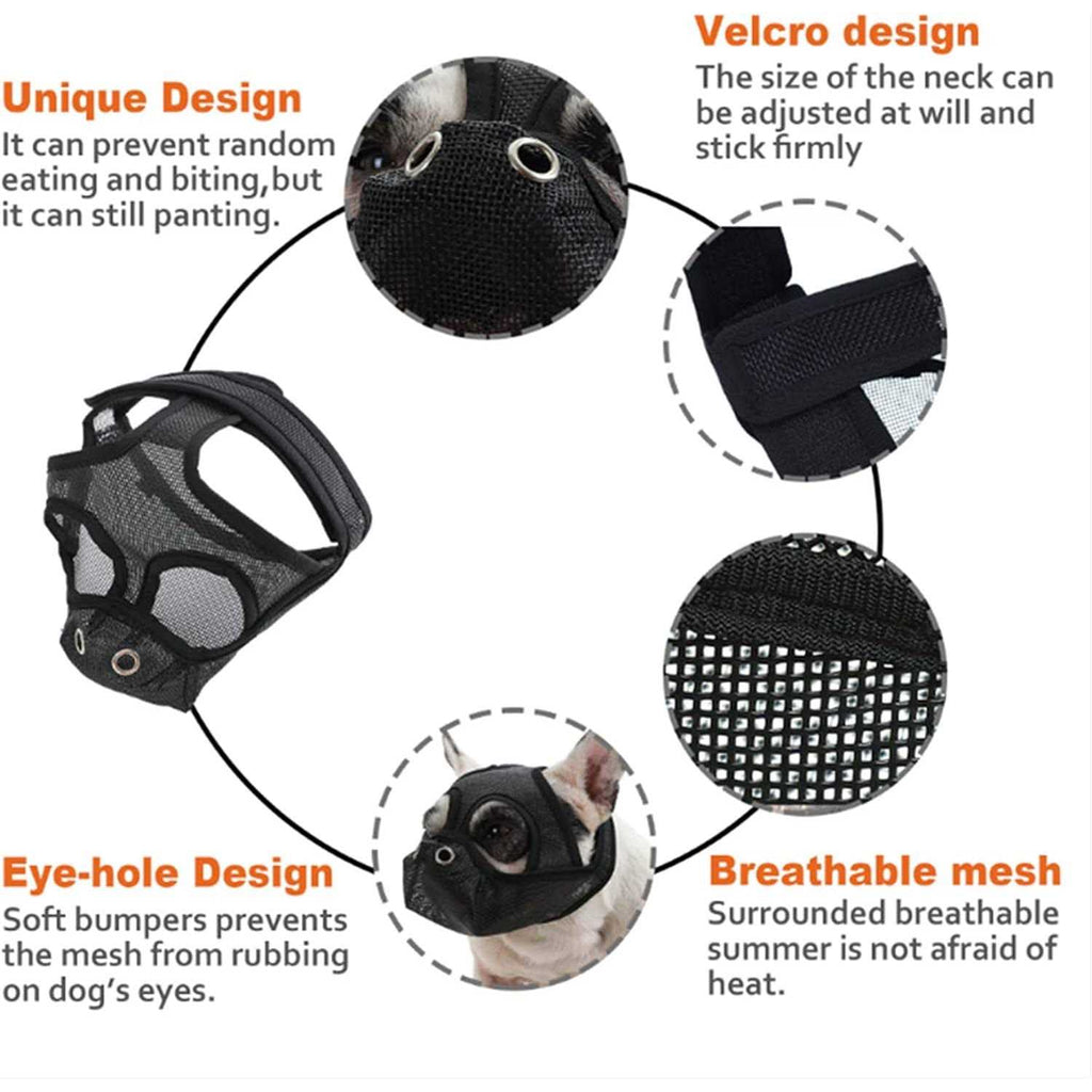 Short Snout Adjustable Breathable Mesh Dog Muzzle D59061