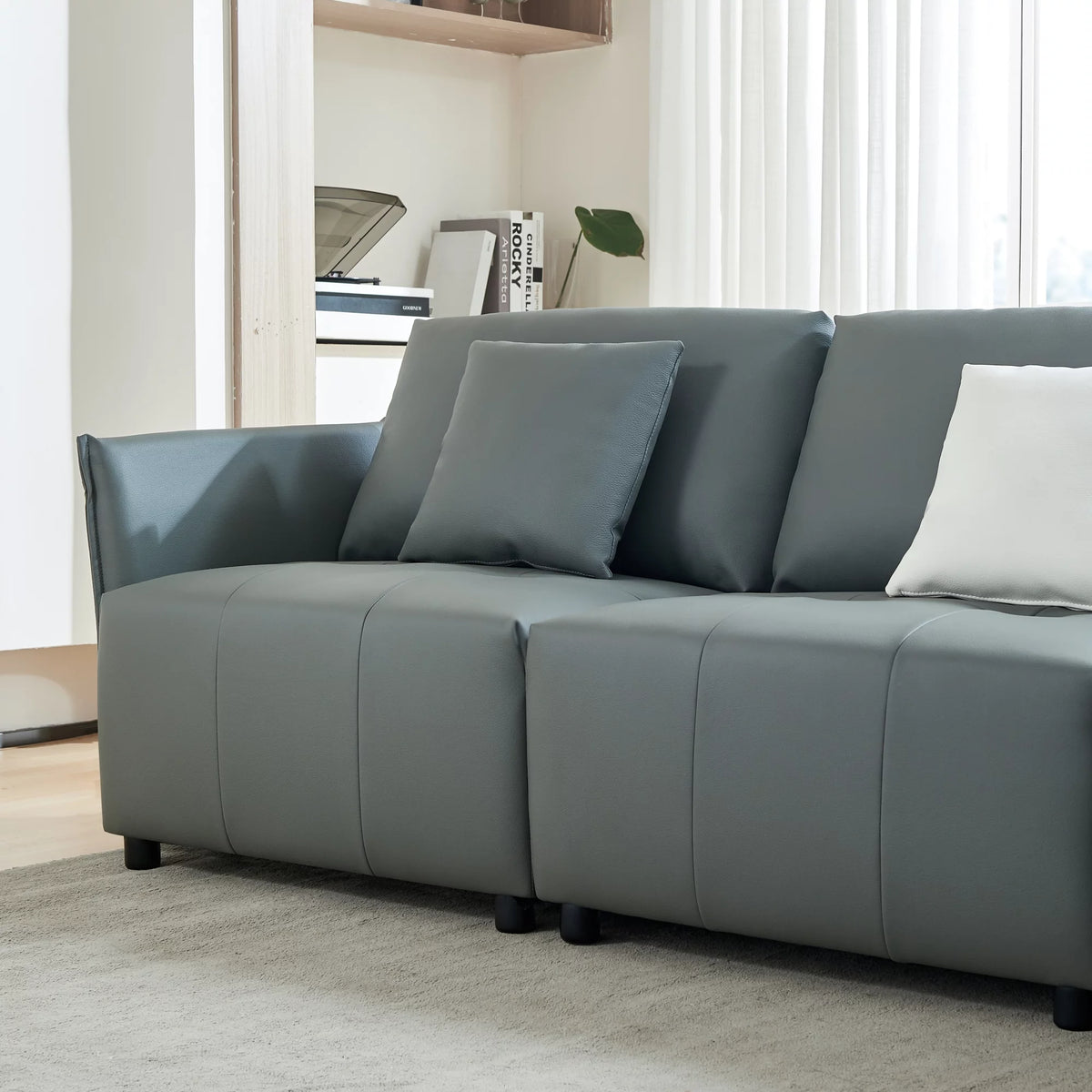 120'' Dark Gray Real Leather Modular Sectional Sofa G32618